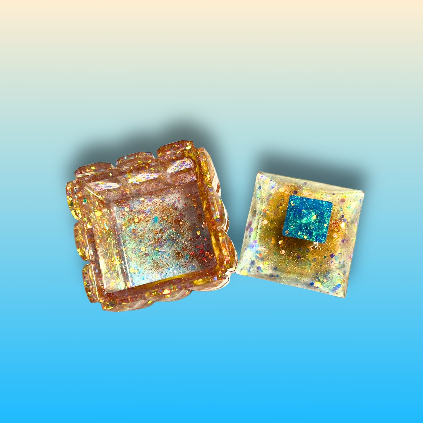 "Life is a Song" Glittery/Sparkly Resin Jewelry Box With Holographic Glitter