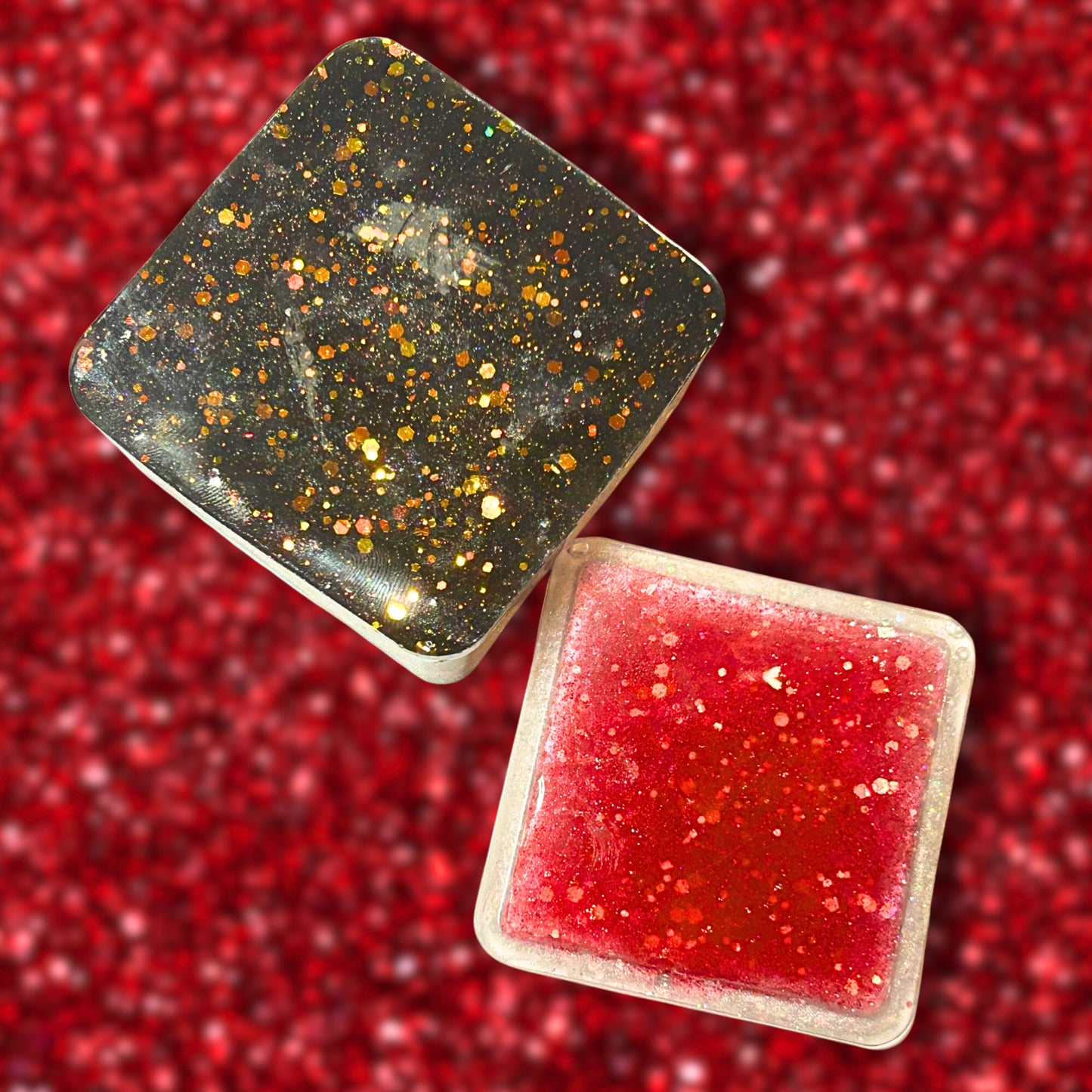 "Remember" Holographic Silver Glitter, Red and Black Resin Jewelry Box