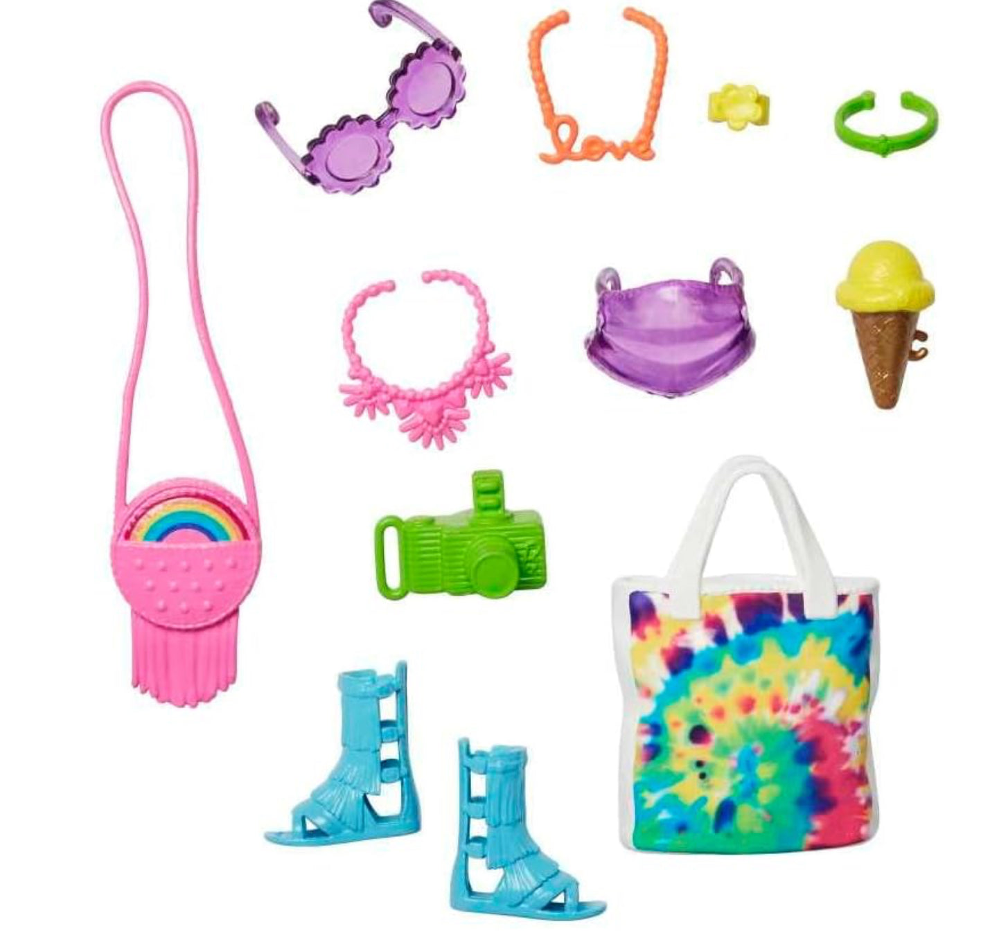 “Barbie©Festival Accessories Pack” Neon Festival Pack With 11 Storytelling Pieces - New