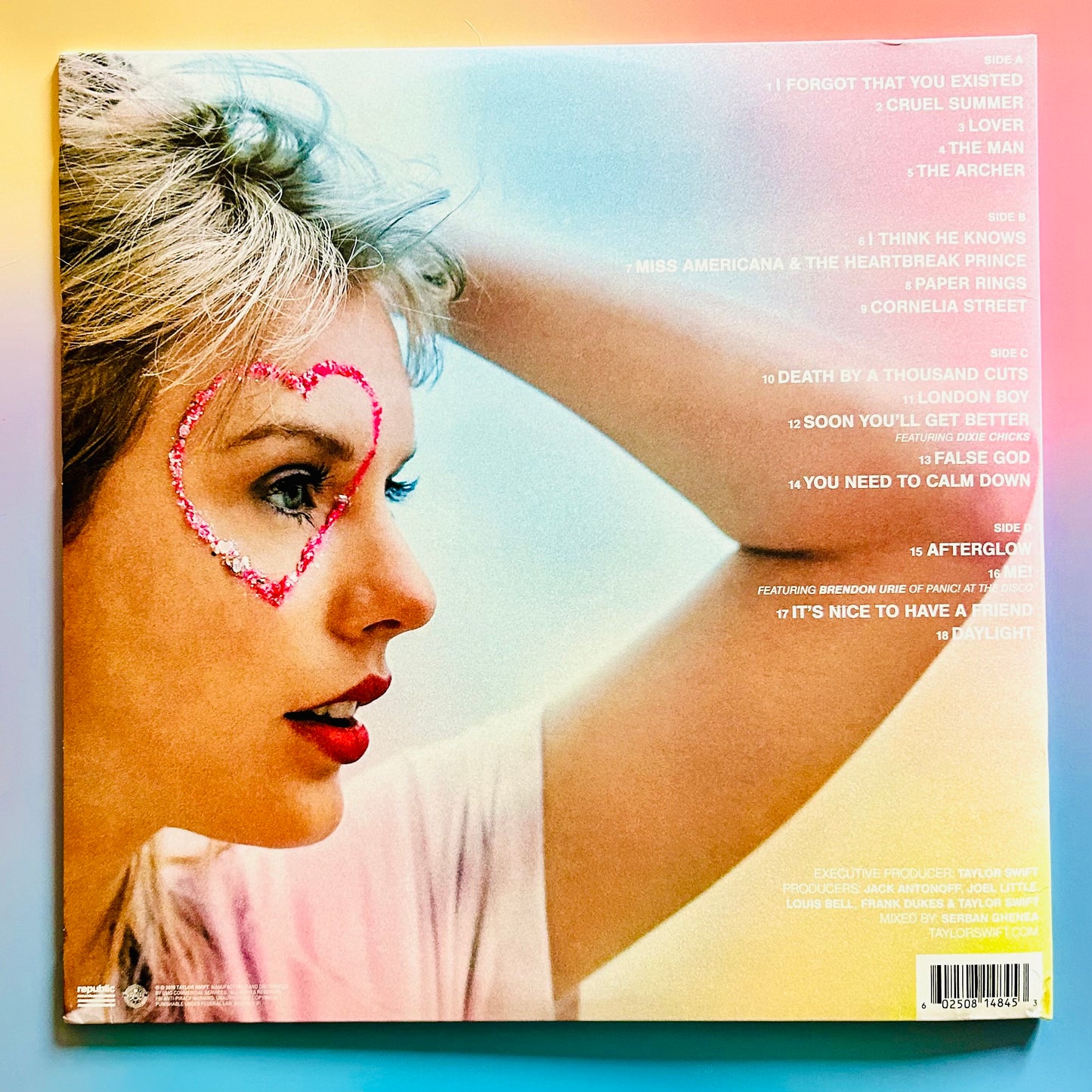 Taylor Swift - "Lover", 2019 Edition LP Album, Pink and Translucent Blue Vinyl - Used