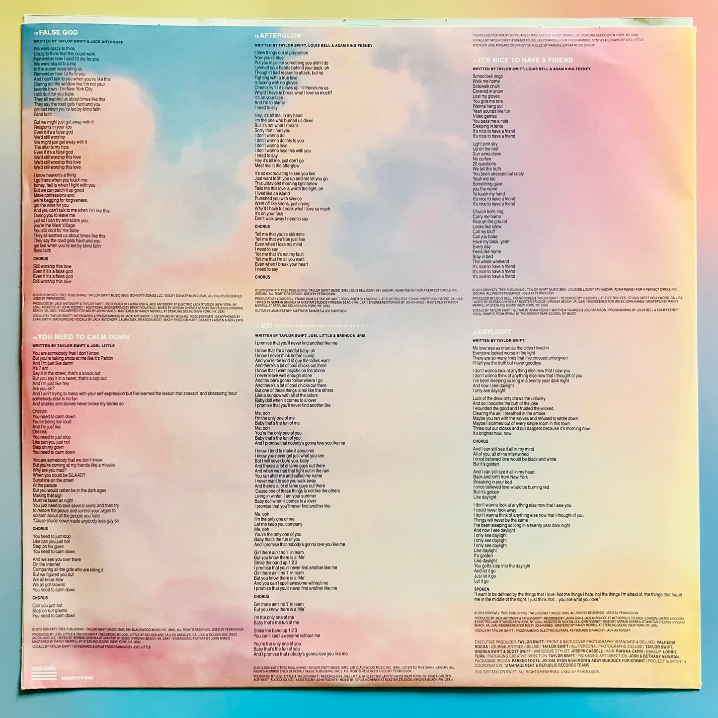 Taylor Swift - "Lover", 2019 Edition LP Album, Pink and Translucent Blue Vinyl - Used
