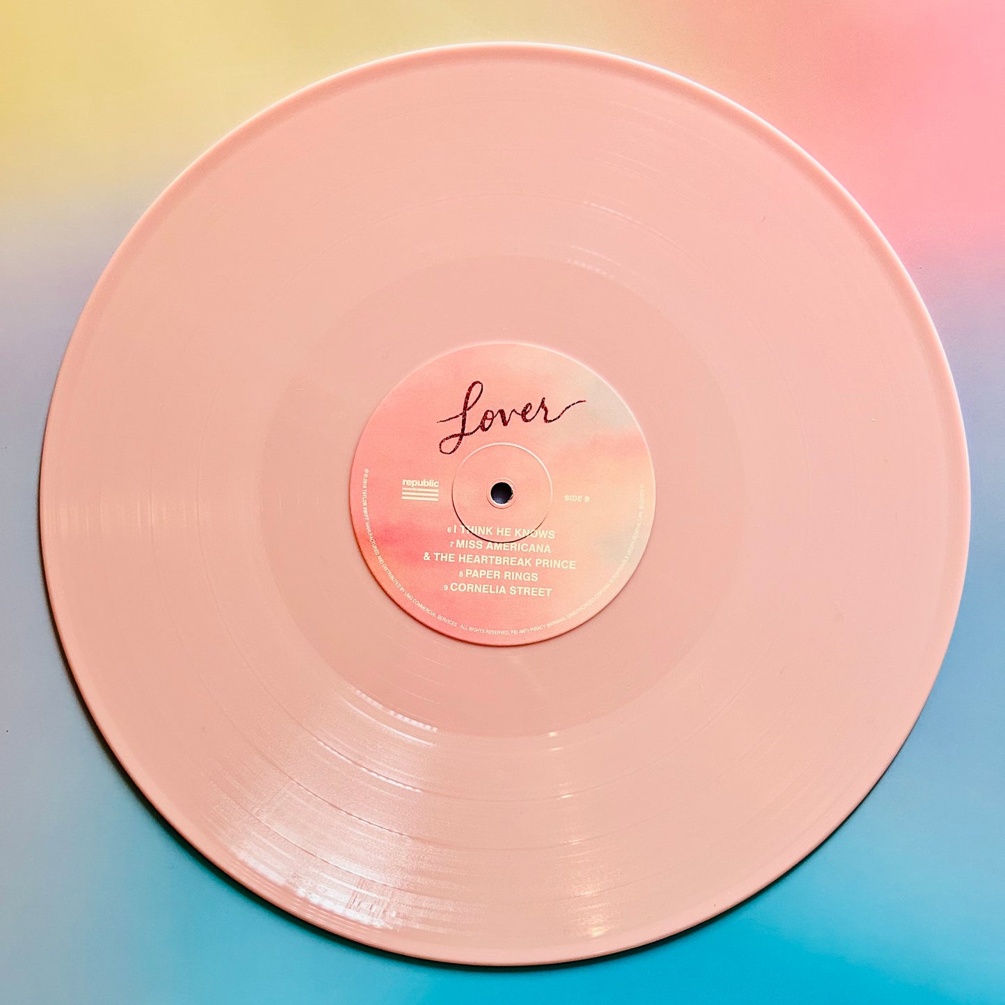Taylor Swift - "Lover", 2019 Edition LP Album, Pink and Translucent Blue Vinyl - Used
