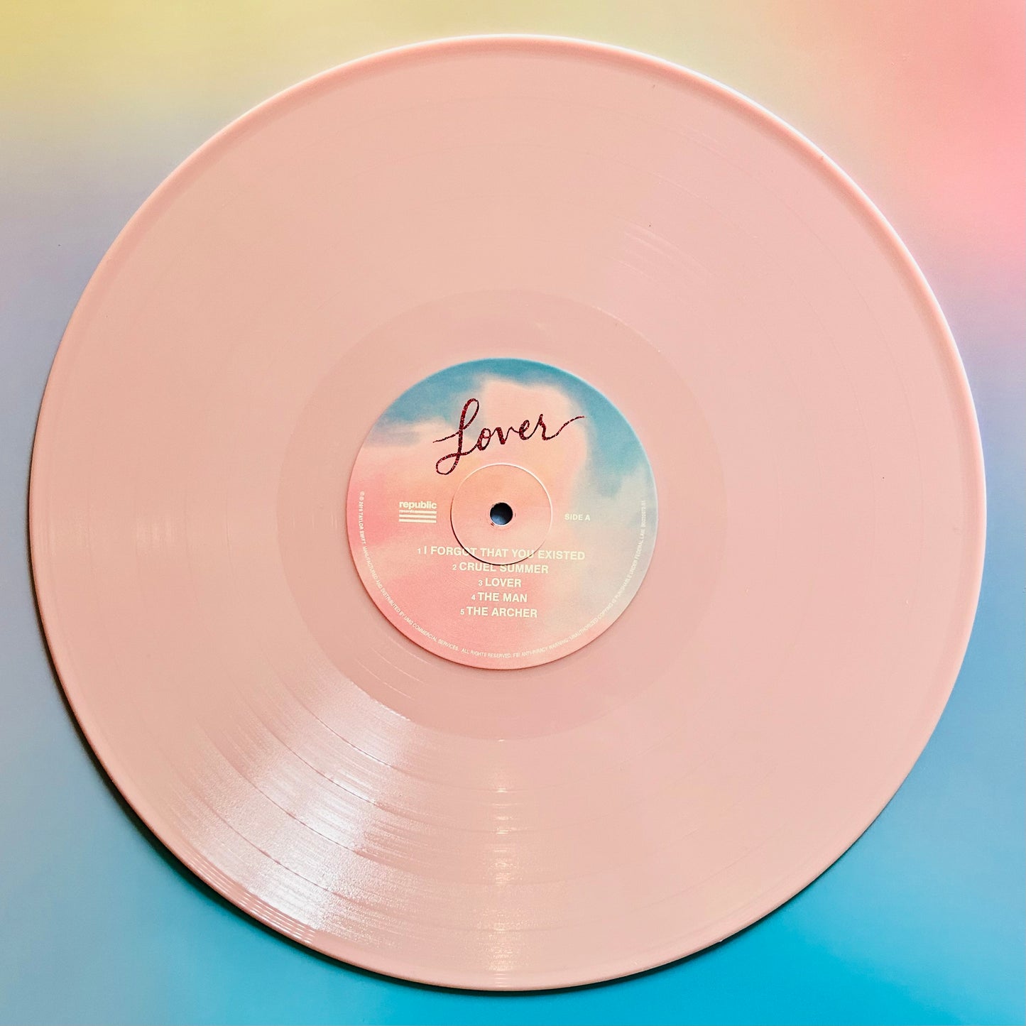 Taylor Swift - "Lover", 2019 Edition LP Album, Pink and Translucent Blue Vinyl - Used