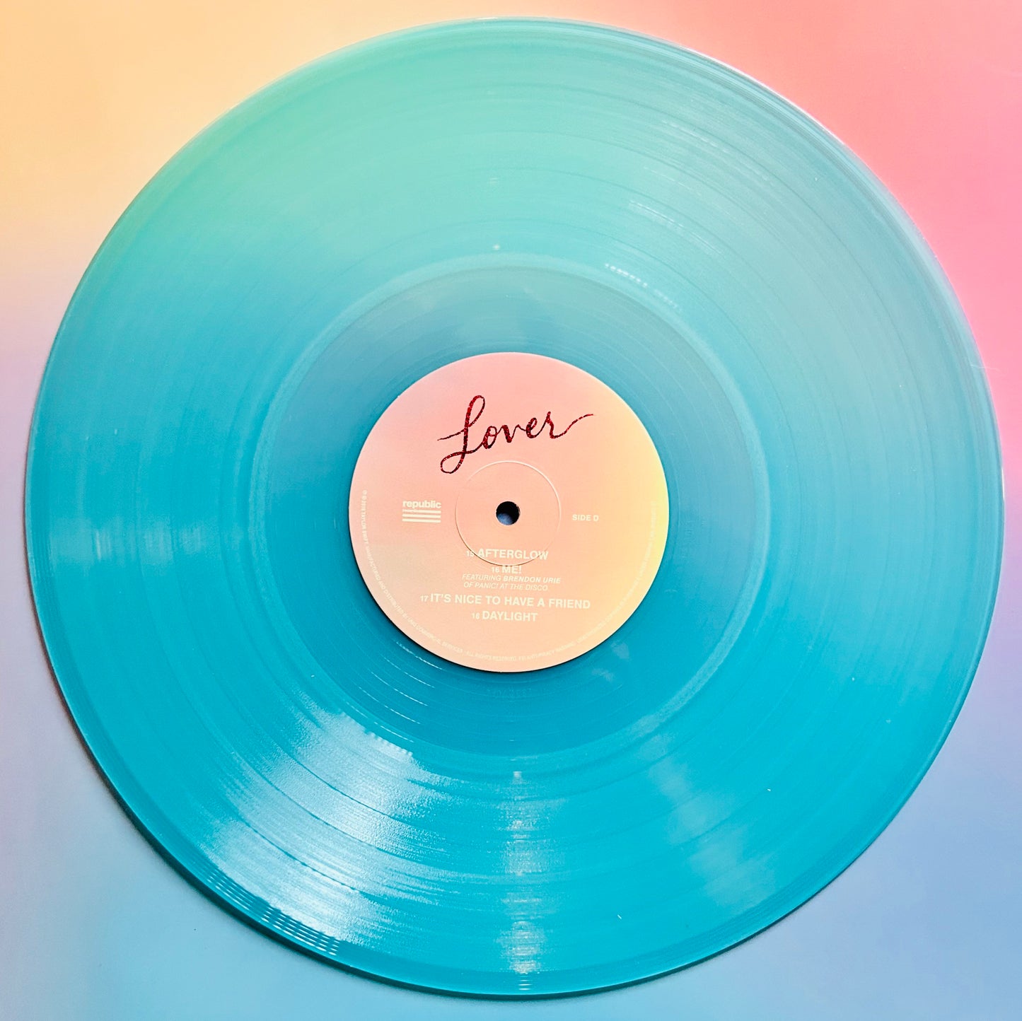 Taylor Swift - "Lover", 2019 Edition LP Album, Pink and Translucent Blue Vinyl - Used