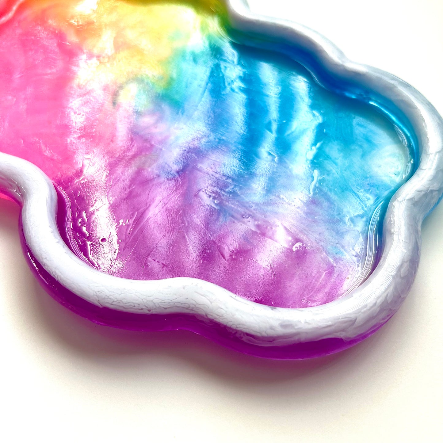 "Cloudy With a Chance of Rainbows" Glow-in-the-Dark Rainbow Cloud Resin Tray