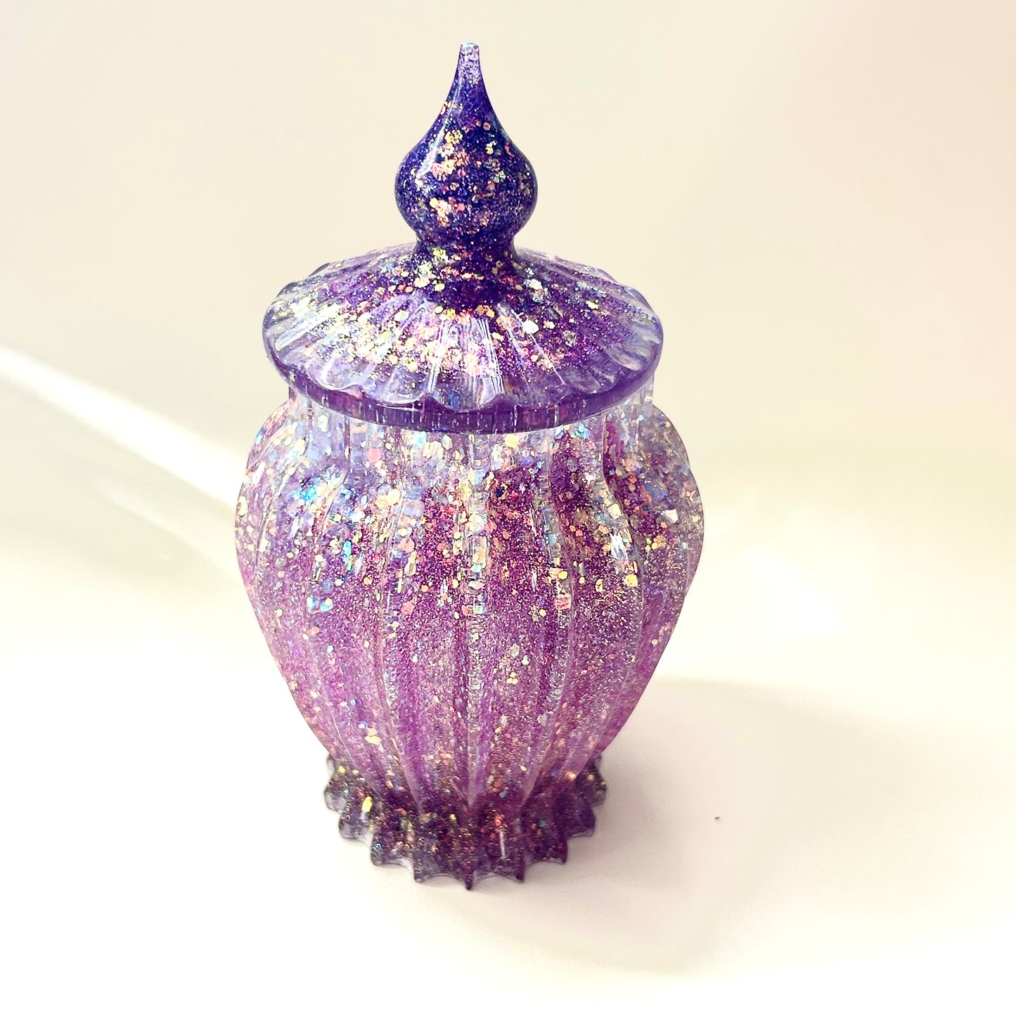 "Purple Reign Jar" Glittery/Sparkly, Purple/Fuchsia Resin Decorative Jar - 10% of Sales to the Epilepsy Foundation