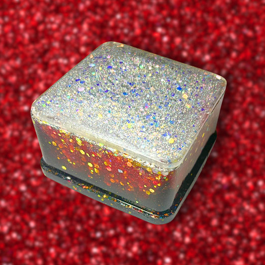 "Remember" Holographic Silver Glitter, Red and Black Resin Jewelry Box