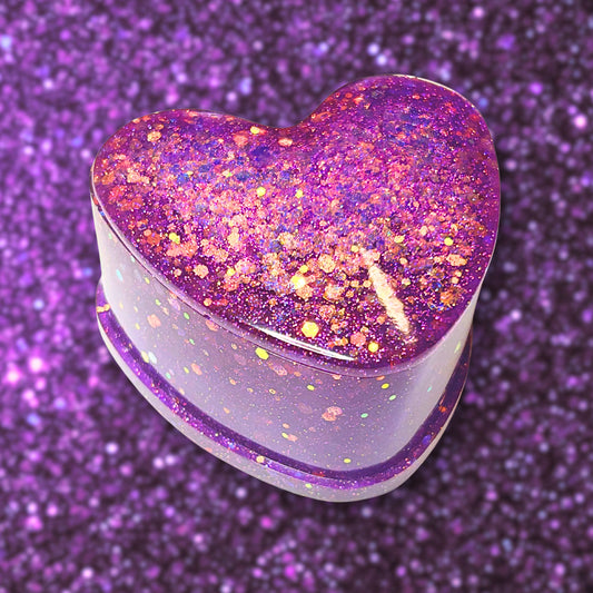 "Say Something!" Transparent Violet and Purple Glittery/Sparkly Resin Jewelry Box