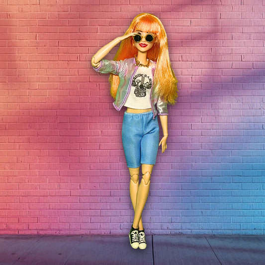 “Barbie© Music Producer/Singer/Songwriter" - Orange Hair with White Electric Guitar/Mixer/Laptop/Headphones and Extra Outfits/Accessories - Reimagined out of box