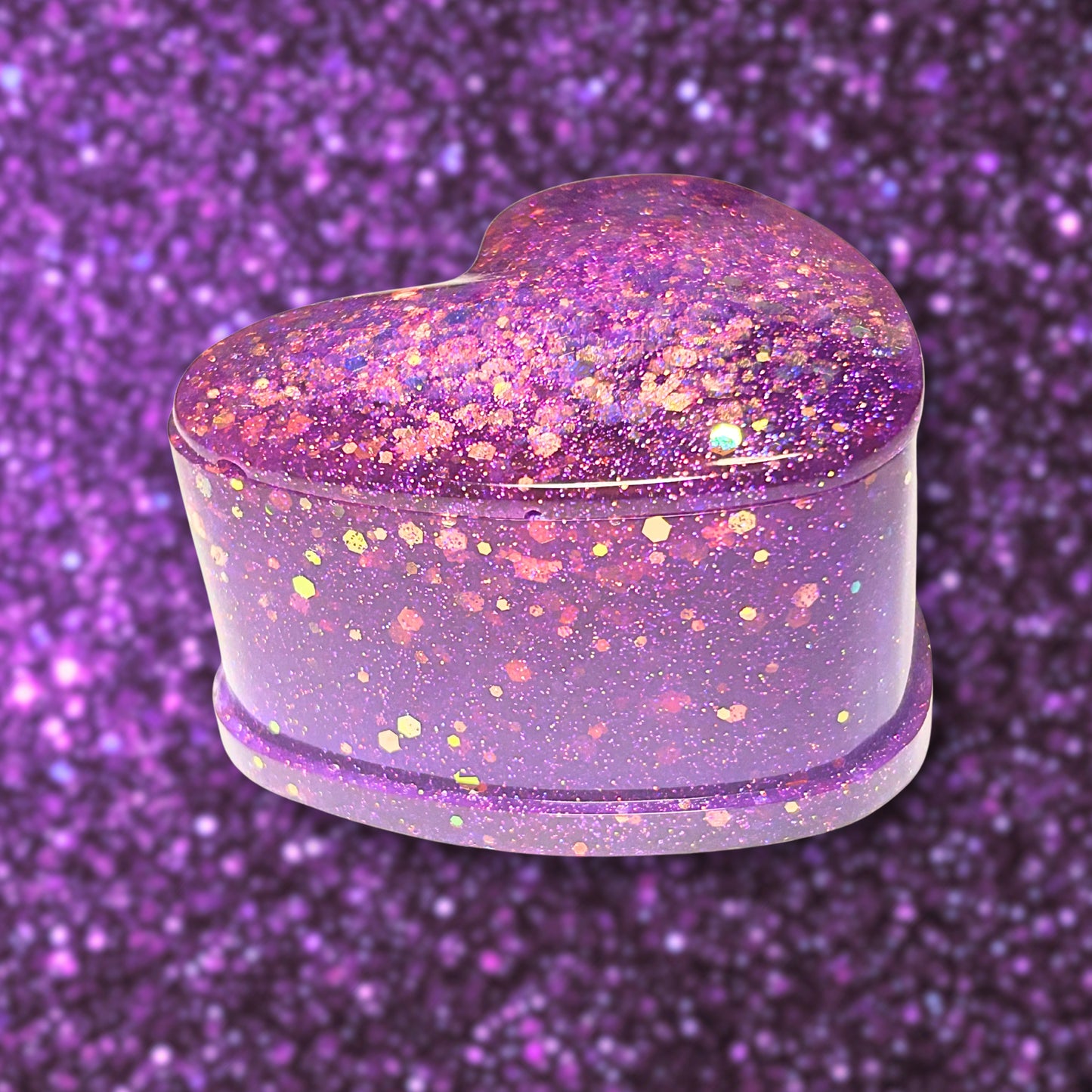 "Say Something!" Transparent Violet and Purple Glittery/Sparkly Resin Jewelry Box