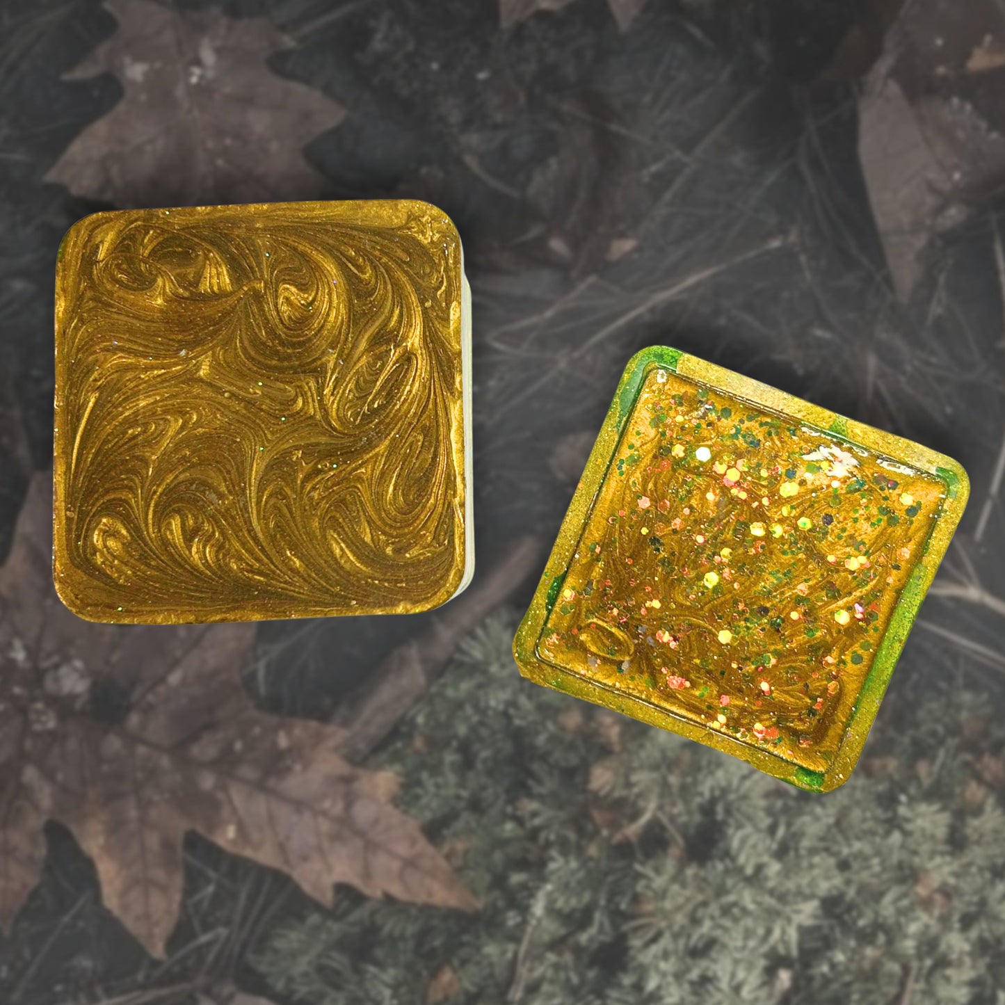 "Storybook"  Glittery/Sparkly Resin Jewelry Box With Glowing Golden Stripe and Rose and Leaf Embellishments