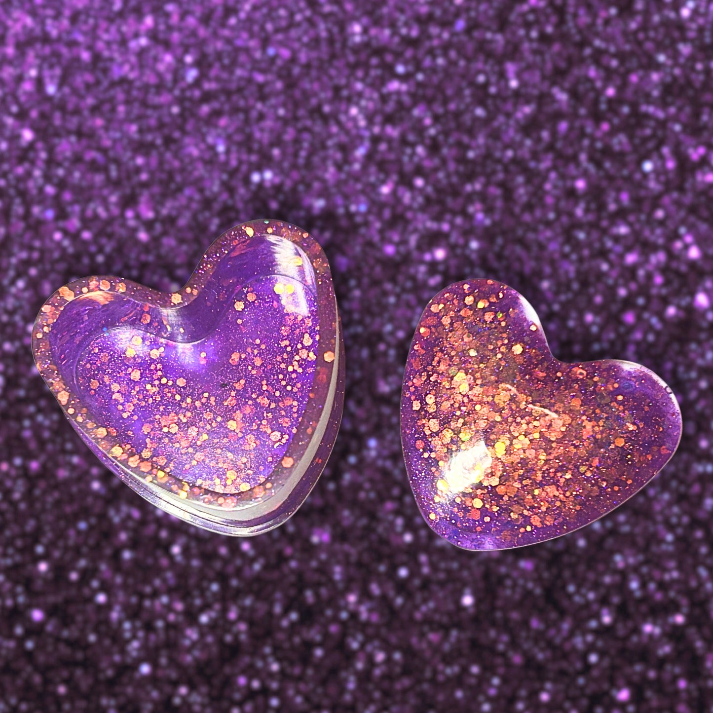 "Say Something!" Transparent Violet and Purple Glittery/Sparkly Resin Jewelry Box