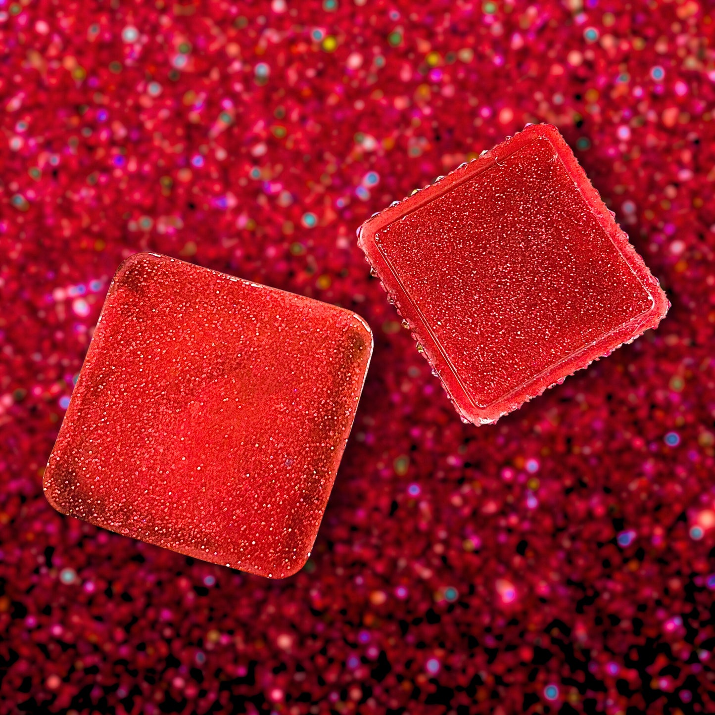 "Nothing New" Glittery Red, Silver, Black and Clear Layered Resin Jewelry Box Covered with Red Pearls and Rhinestones