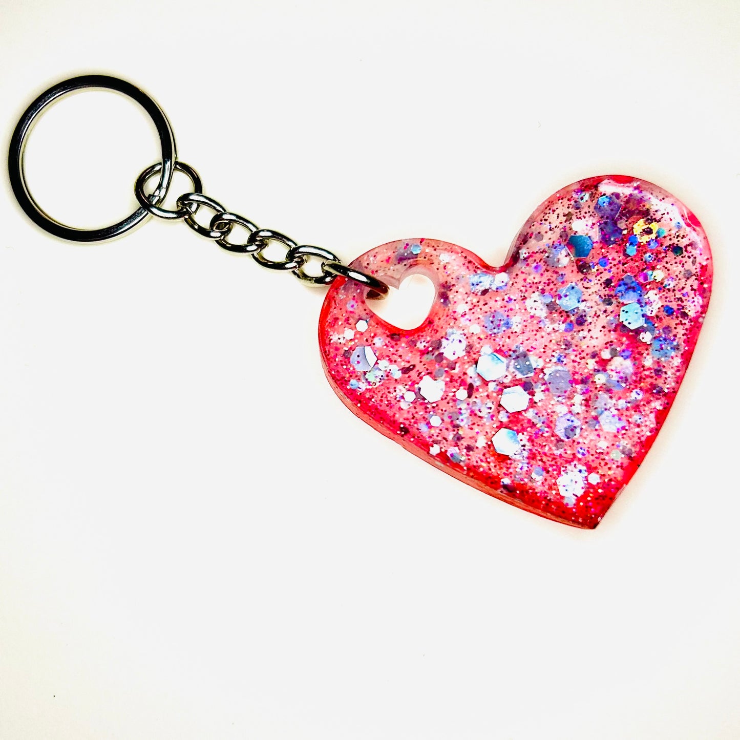 "Heart Sparkle" Resin Keychain