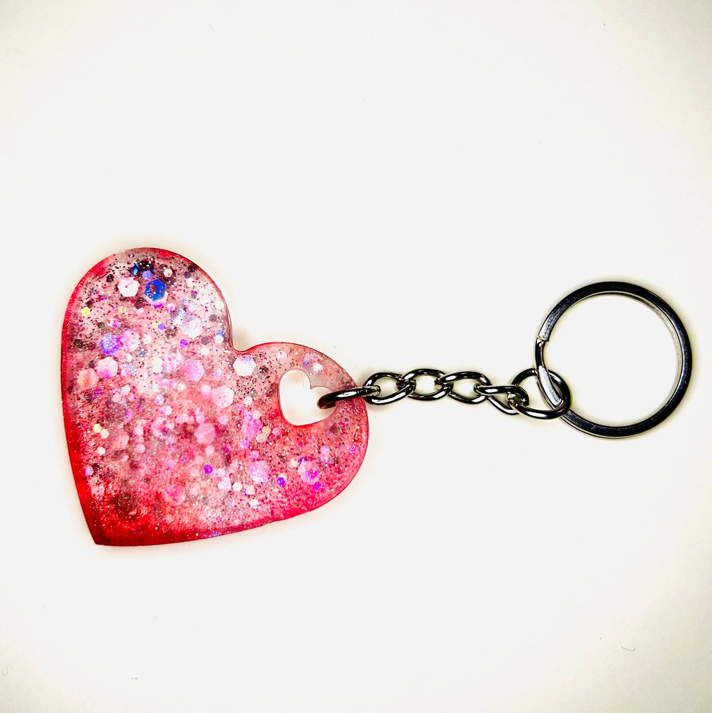 "Heart Sparkle" Resin Keychain