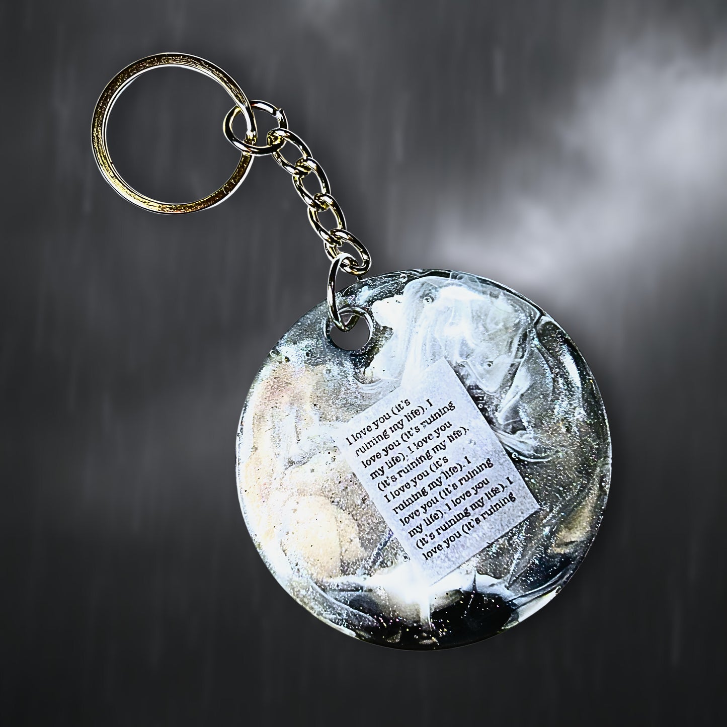 "You're Ruining It" Typewritten Paper Resin Keychain
